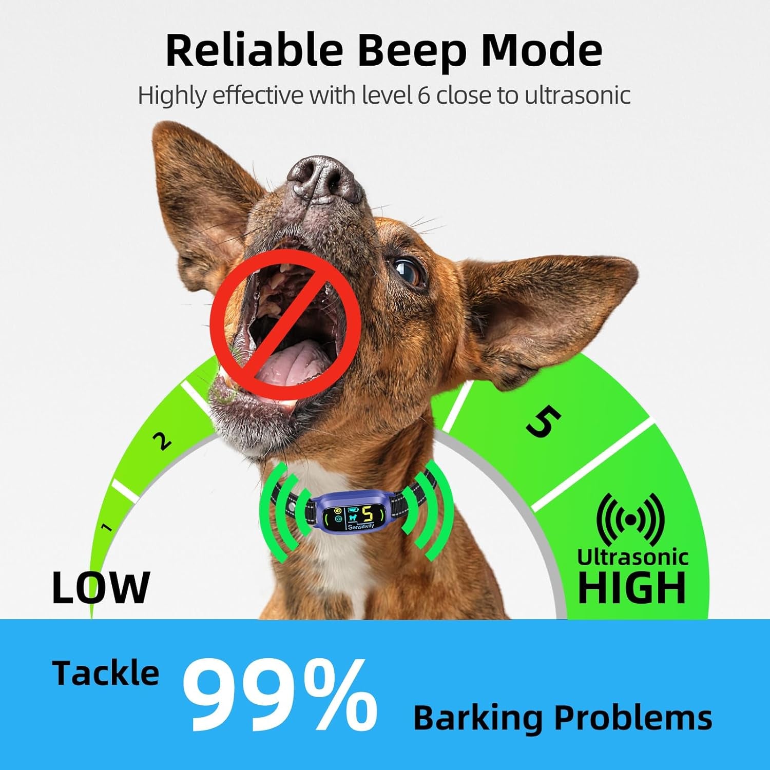 Dog Bark Collar for Large Medium Small Dogs, Rechargeable Smart Bark Collar, anti Barking Training Collar with 5 Adjustable Sensitivity Beep Vibration (Purple)