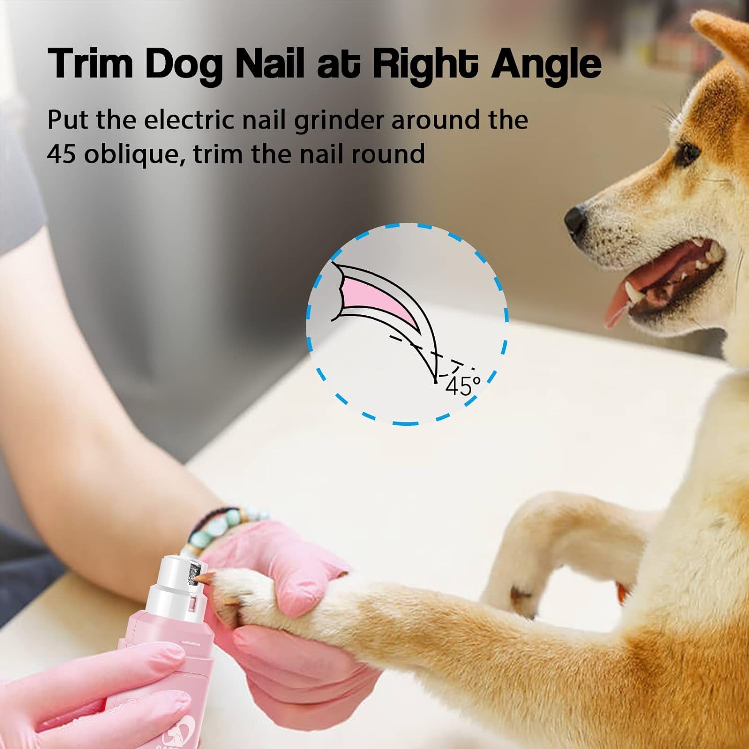 Dog Nail Grinder Upgraded - Professional 2-Speed Electric Rechargeable Pet Nail Trimmer Painless Paws Grooming & Smoothing for Small Medium Large Dogs & Cats