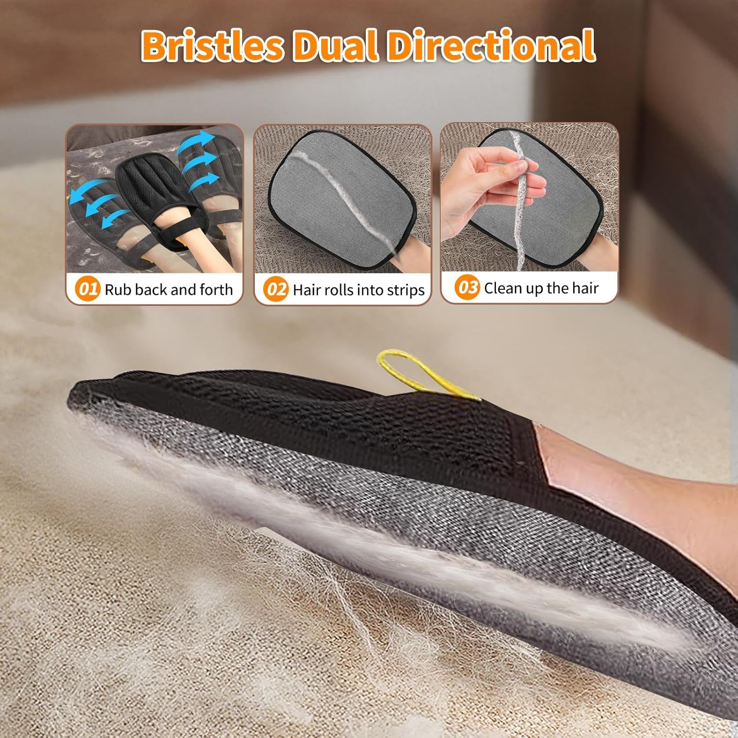 Pet Hair Removal Glove for Cats & Dogs, 2025 Newly Upgraded Five-Finger Electrostatic Pet Hair Gloves, Reusable Pet Hair Remover Tool for Laundry, Couch, Carpet, Car Seat