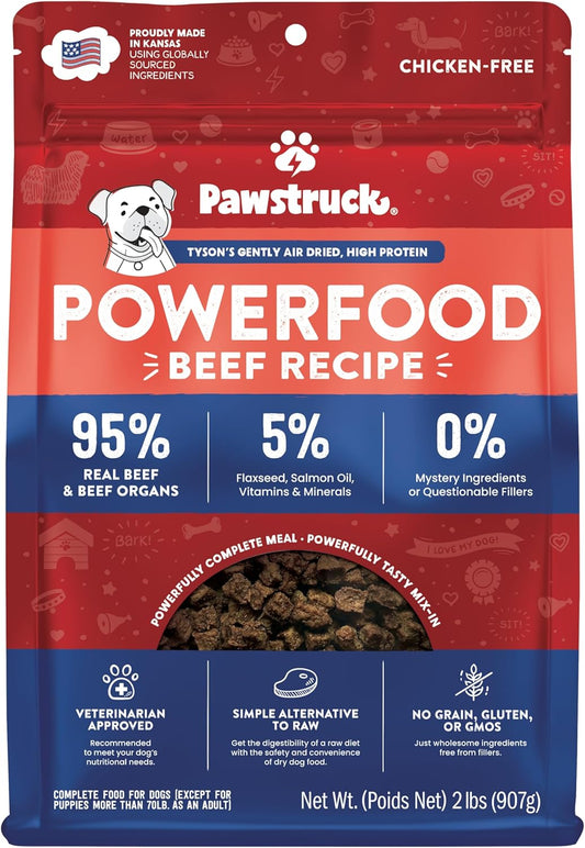 Air Dried Dog Food with Real Beef, Grain-Free, Made in USA, Non-Gmo & Vet Recommended, High Protein Limited Ingredient Full-Feed for All Breeds & Ages, 2Lb Bag