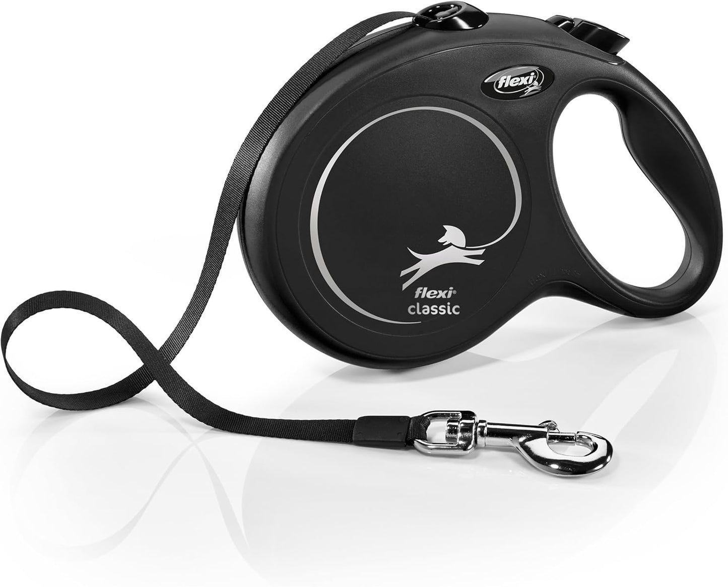 New Classic Tape Retractable Dog Leash for Large Dogs Upto 110 Lbs. – 26 Ft., Black | Tangle Free Pet Walking Leash with One-Handed Brake, Pause, Lock|German Quality Product