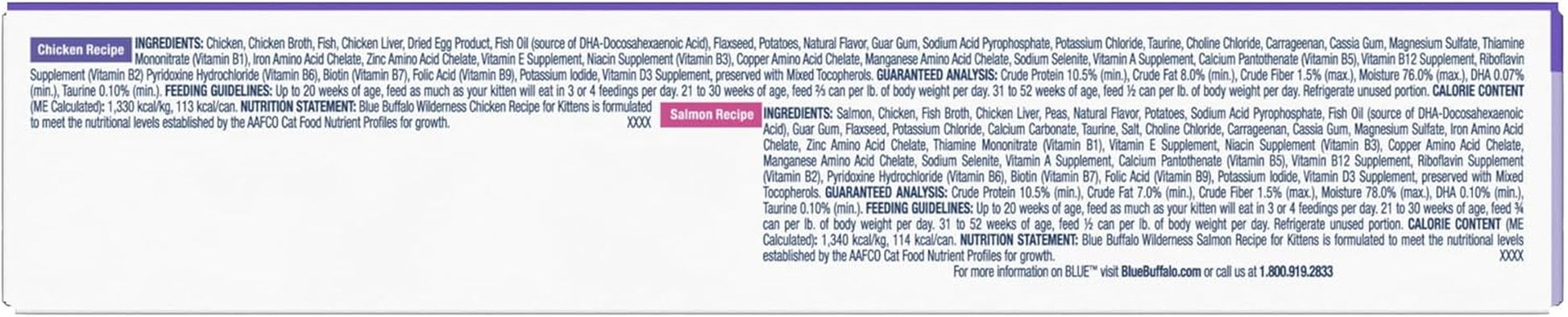 Wilderness Kitten Food, High-Protein & Grain-Free Wet Cat Food Paté Variety Pack, Chicken & Salmon Recipes, 3-Oz Cans (6 Count, 3 of Each)