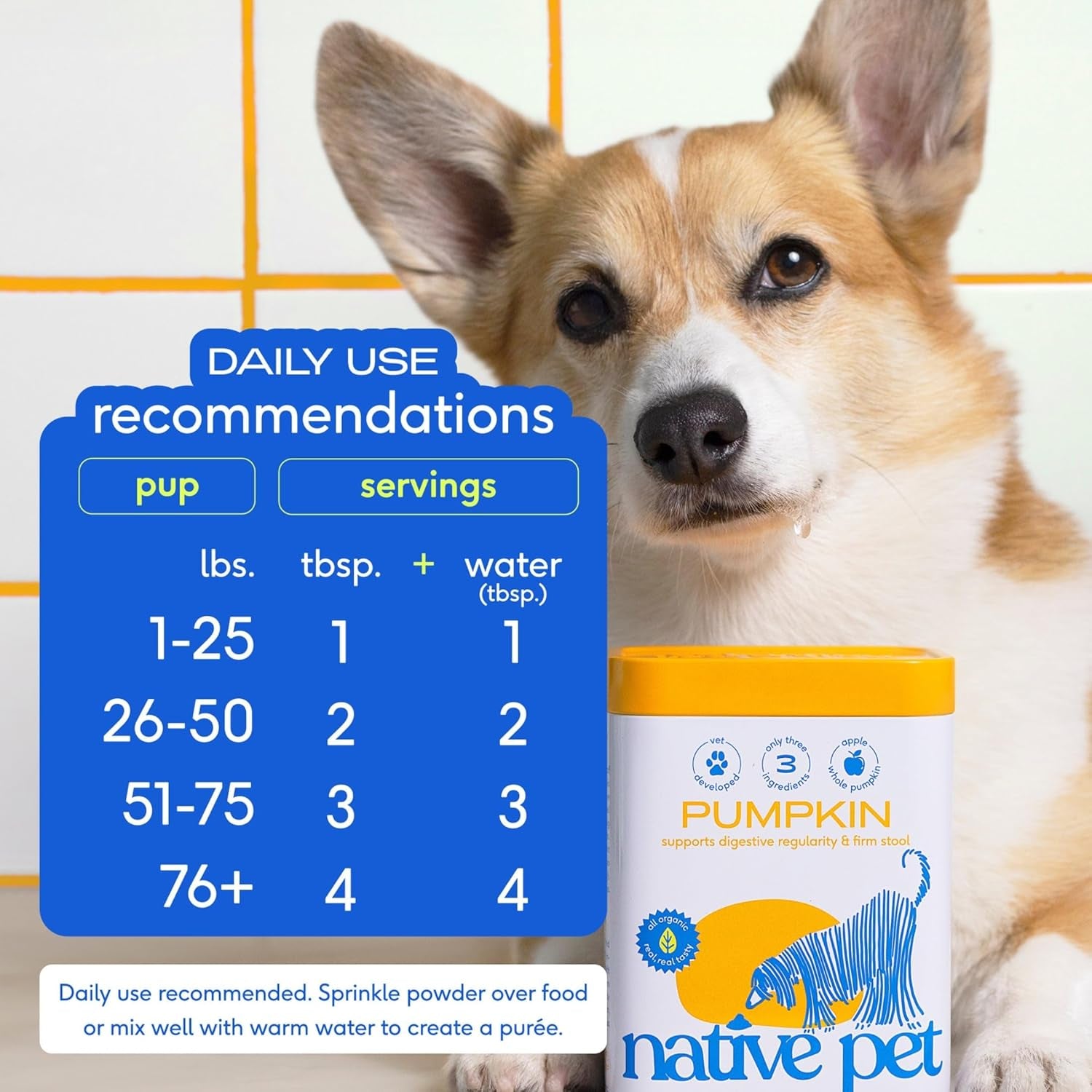 Pumpkin for Dogs - Organic Powder Pumpkin Puree Dog Food Toppers -Rich in Fiber Supplement Powder Helps with Digestion, Nutrient Absorption, Diarrhea, Constipation & Upset Stomach-30 Scoops