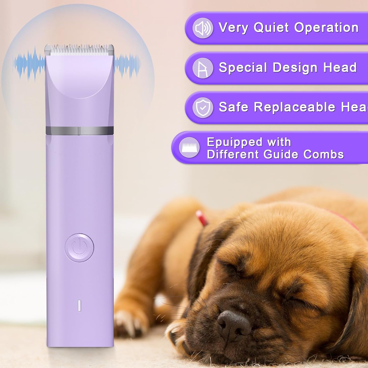 Dog Grooming Clippers Kit-Electric Rechargeable Cat Trimmer Tools-Cordless Quiet Pet Nail Paw Grinder-4 in 1 Multifunctional Low Noise Shaver-Razor for Feet Face Ears Toenail Eye