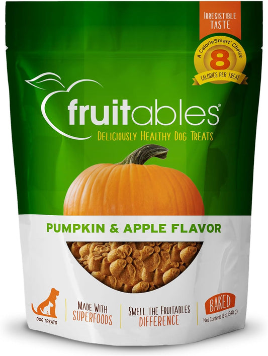 Healthy Dog Treats Pumpkin & Apple | Made with Pumpkin for Dogs | Low Calorie Treats for Dogs | 12 Ounces, White