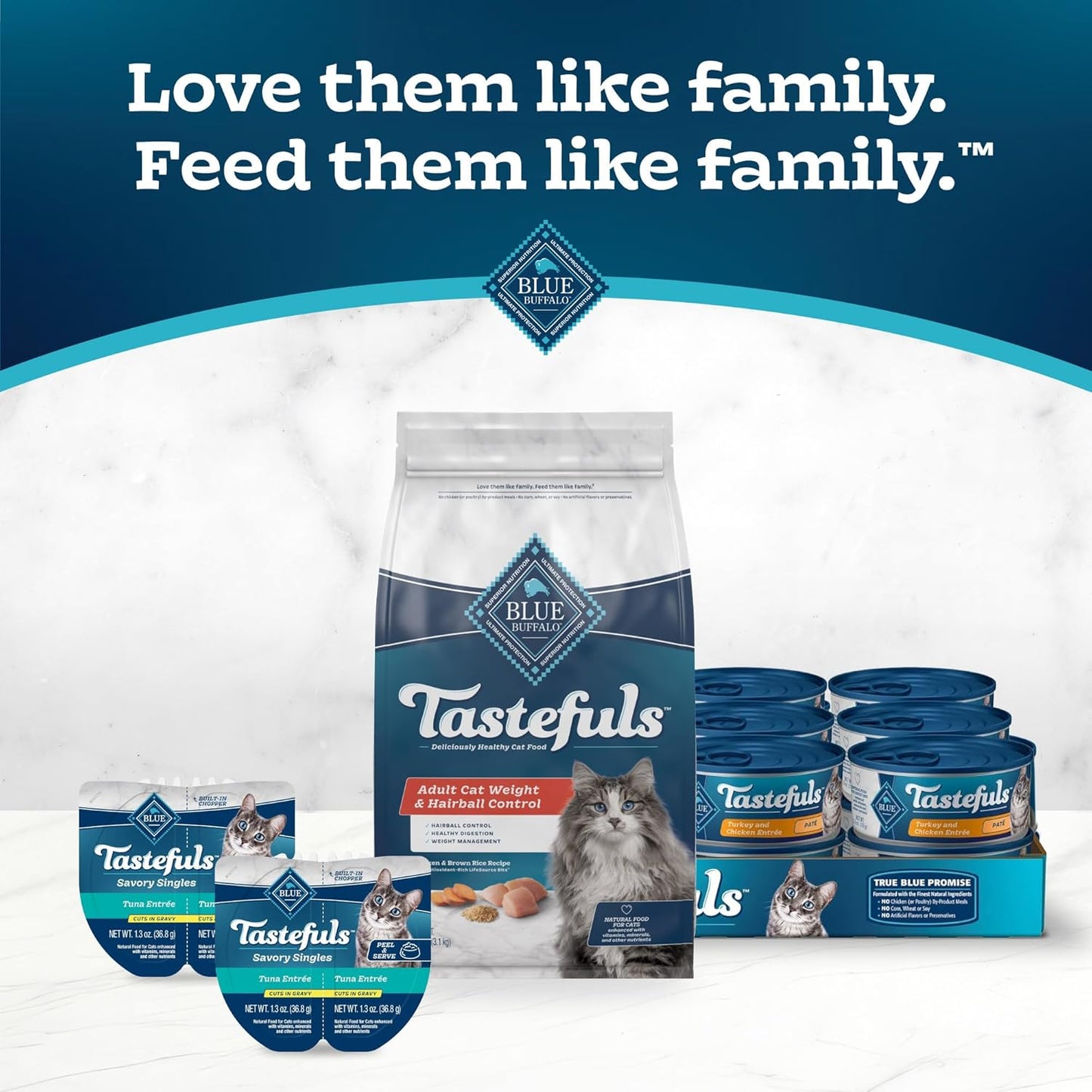 Tastefuls Adult Dry Cat Food for Weight Management & Hairball Control, Made in the USA with Natural Ingredients, Chicken Recipe, 7-Lb Bag