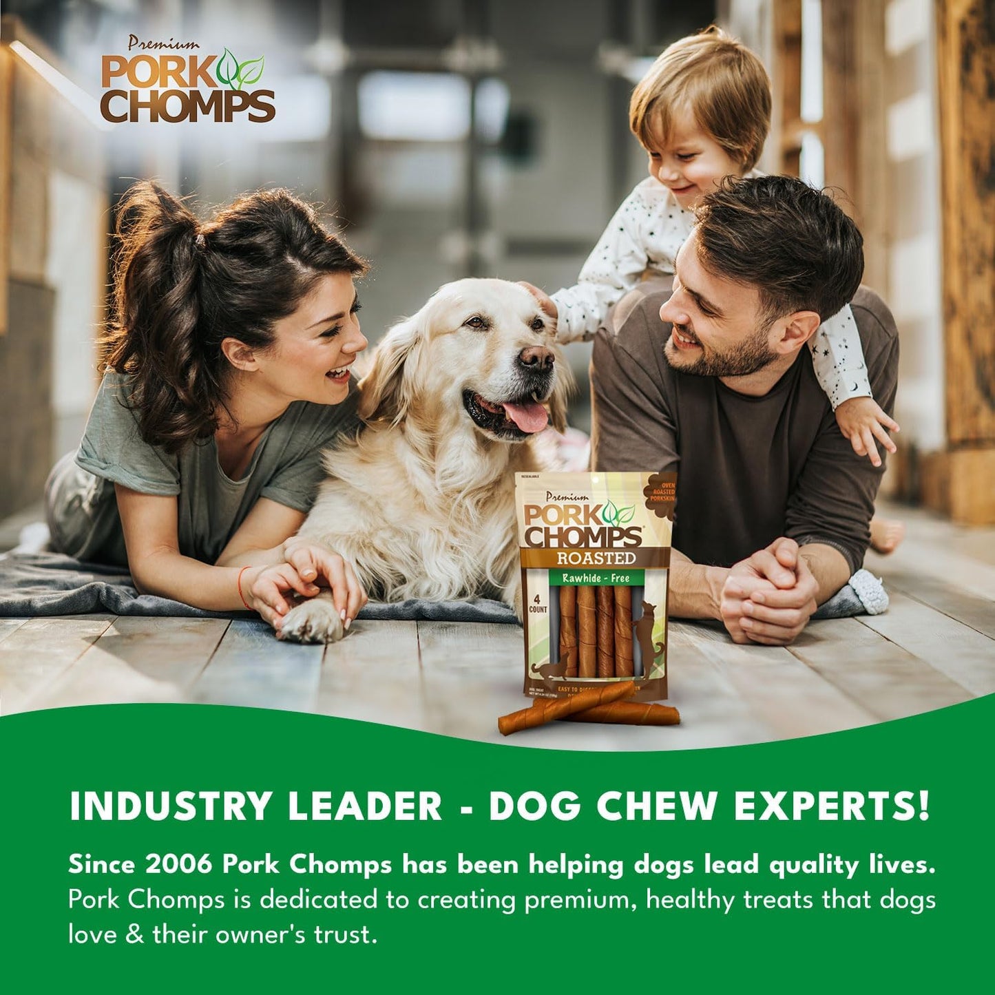 Roasted Pork Skin Dog Chews, 6-Inch Twists, 4 Count