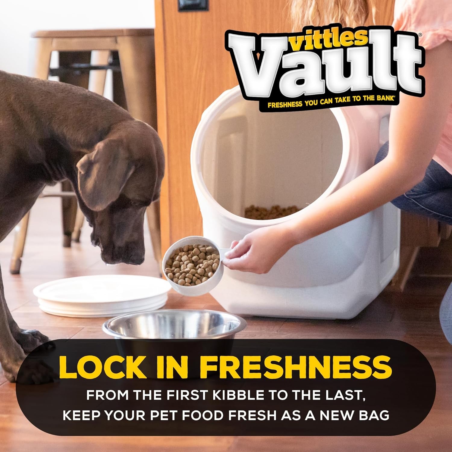 Vittles Vault Stackable Dog Food Storage Container with Sealing Lid, up to 60 Lbs Dry Pet Food Storage Container, Usa-Made - [14.5" L X 19" H]