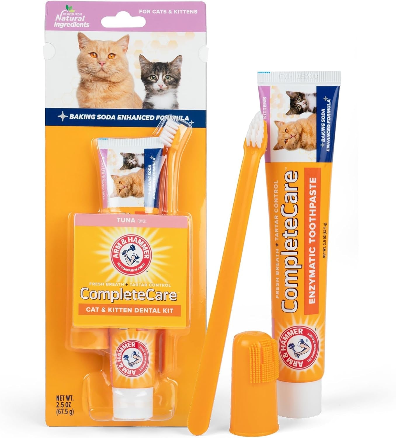 for Pets Complete Care Cat & Kitten Dental Kit | Includes 2.5 Oz Tuna Flavor Enzymatic Cat Toothpaste, Cat Toothbrush, and Rubber Finger Brush for Cats