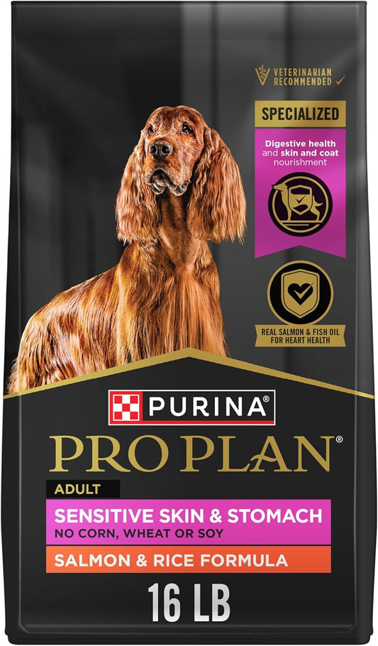 Sensitive Skin and Stomach Dog Food Dry, Adult Salmon & Rice Formula, Digestive Health - 16 Lb. Bag