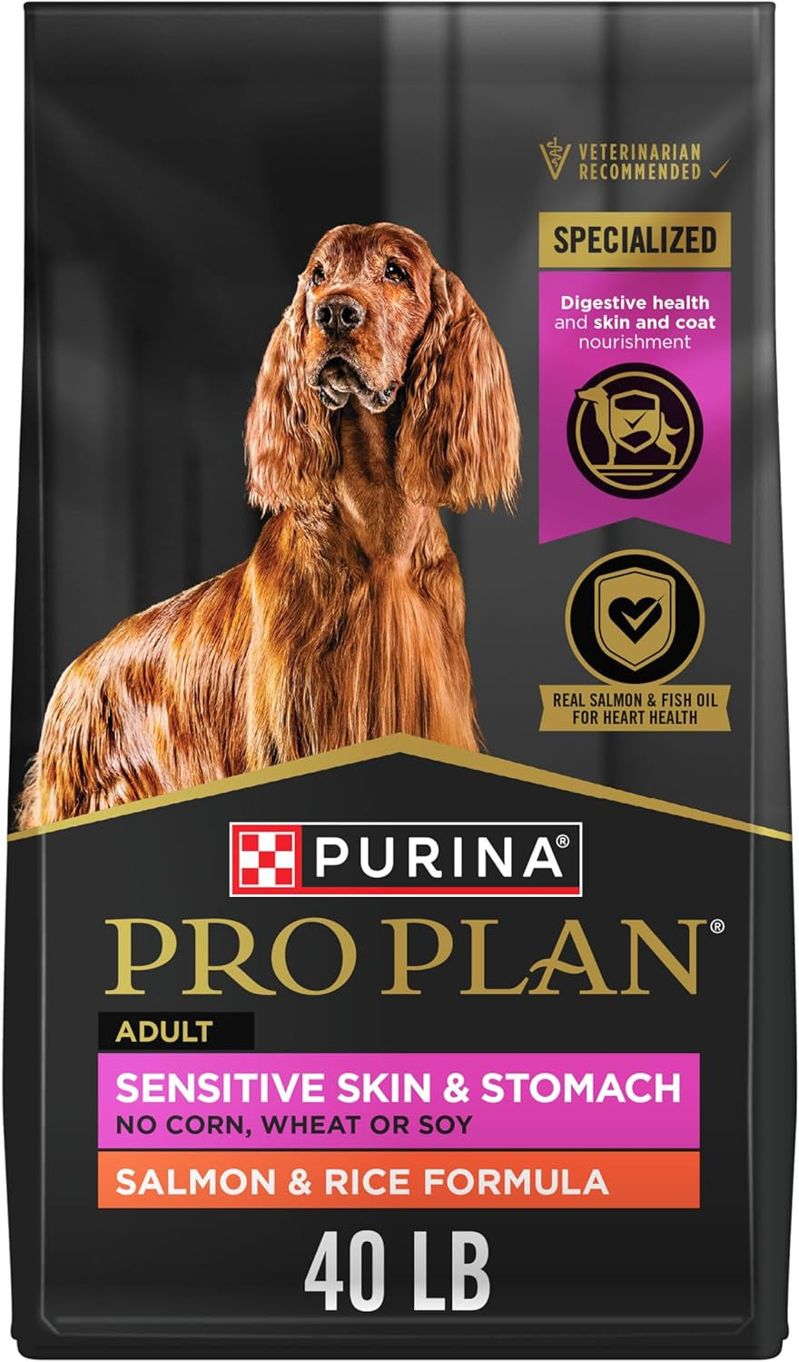 Sensitive Skin and Stomach Dog Food Dry, Adult Salmon & Rice Formula, Digestive Health - 40 Lb. Bag