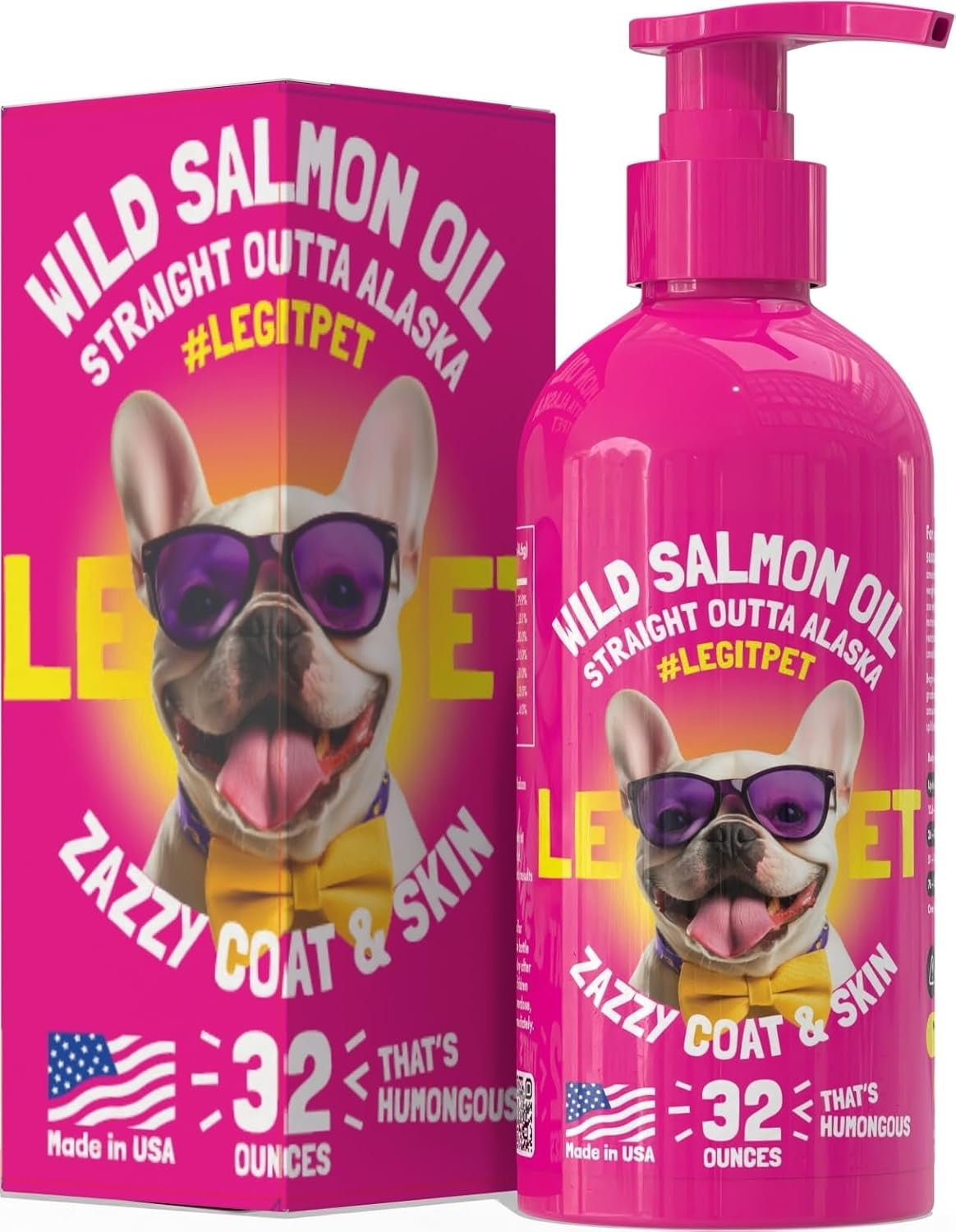 Wild Alaskan Salmon Oil for Dogs & Cats - Pure Fish Omega 3 6 9 Liquid EPA DHA Fatty Acids - Skin & Coat Supplement - Supports Joint Function, Brain, Eye, Immune & Heart Health - Made in USA 32 Oz