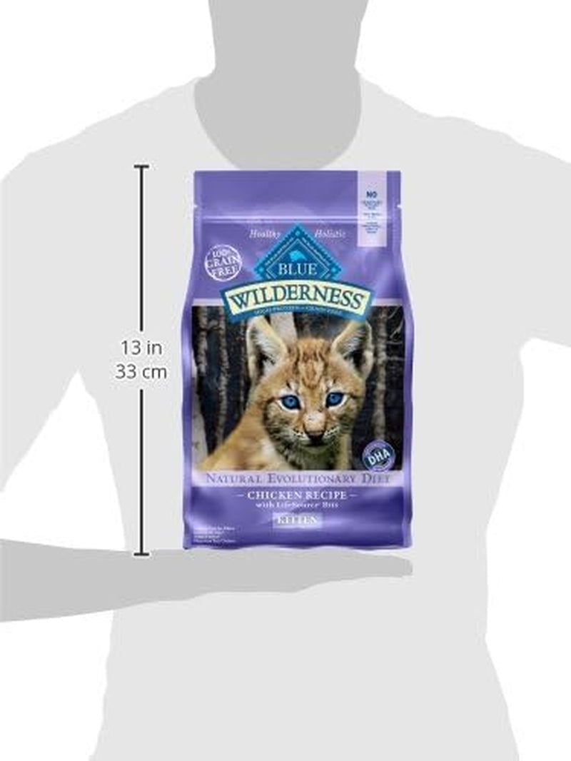 Blue Buffalo Wilderness Natural Kitten Dry Cat Food, with DHA and ARA to Support Brain and Eye Development, High-Protein and Grain-Free Diet, Chicken, 5-Lb. Bag