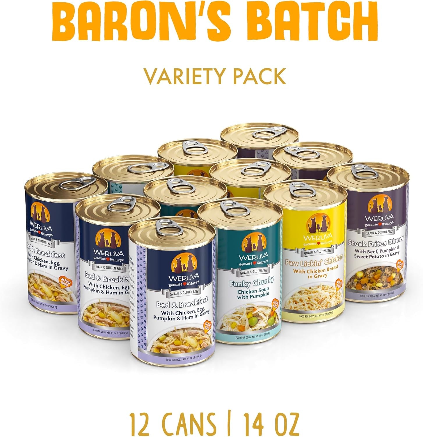 Classic Dog Food, Variety Pack, Baron'S Batch, Wet Dog Food, 14Oz Cans (Pack of 12), Multi