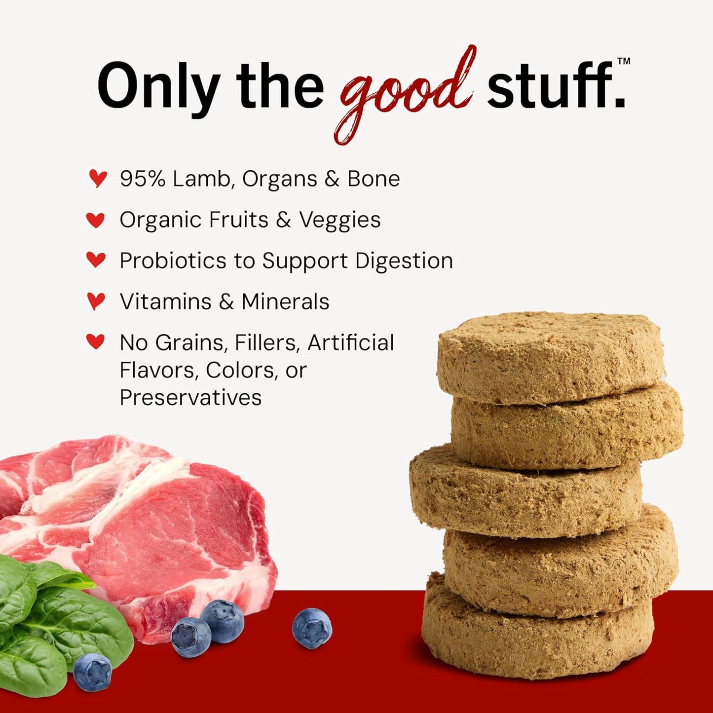 Freeze-Dried Raw Dinner Patties - Dandy Lamb Recipe - High Protein Grain-Free Puppy & Dog Food - Perfect for Picky Eaters - 25 Oz