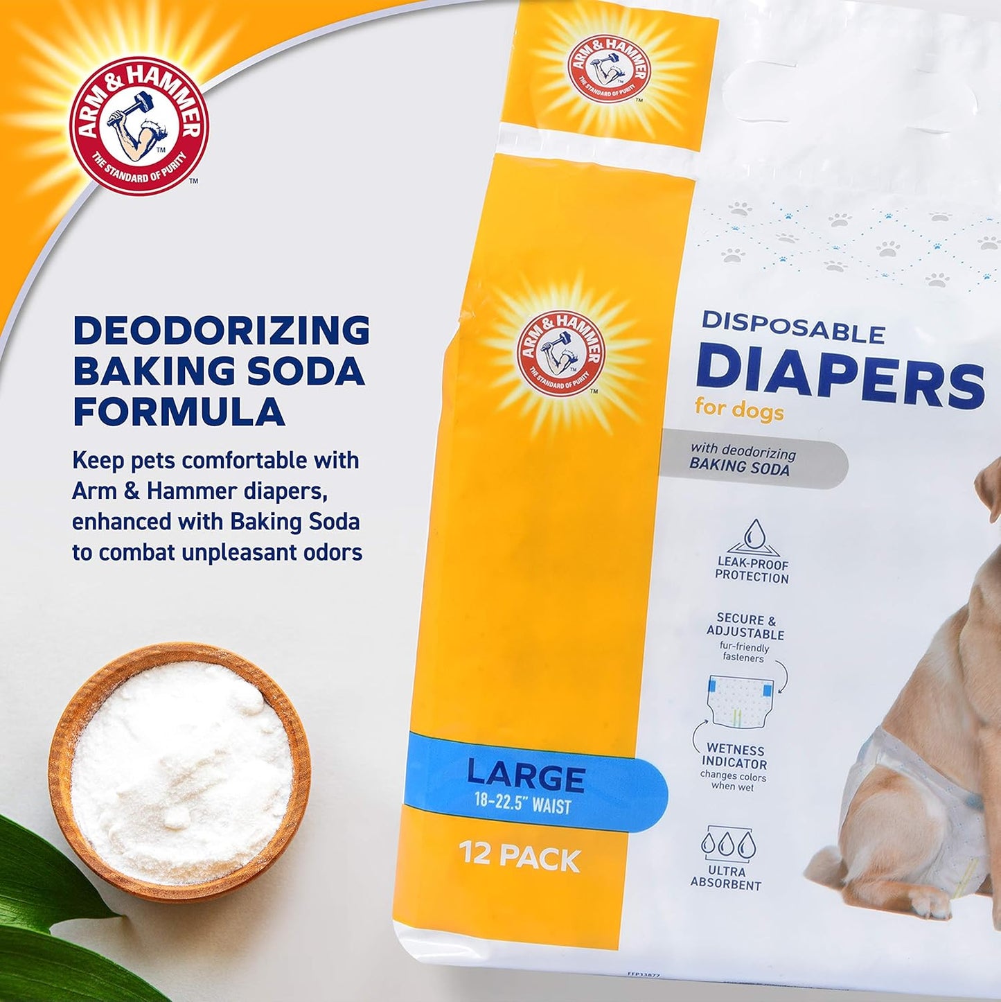 for Pets Female Dog Diapers, Size Large, 12 Count | Ultra-Absorbent, Adjustable Girl Dog Diapers with Leak-Proof Protection and Wetness Indicator