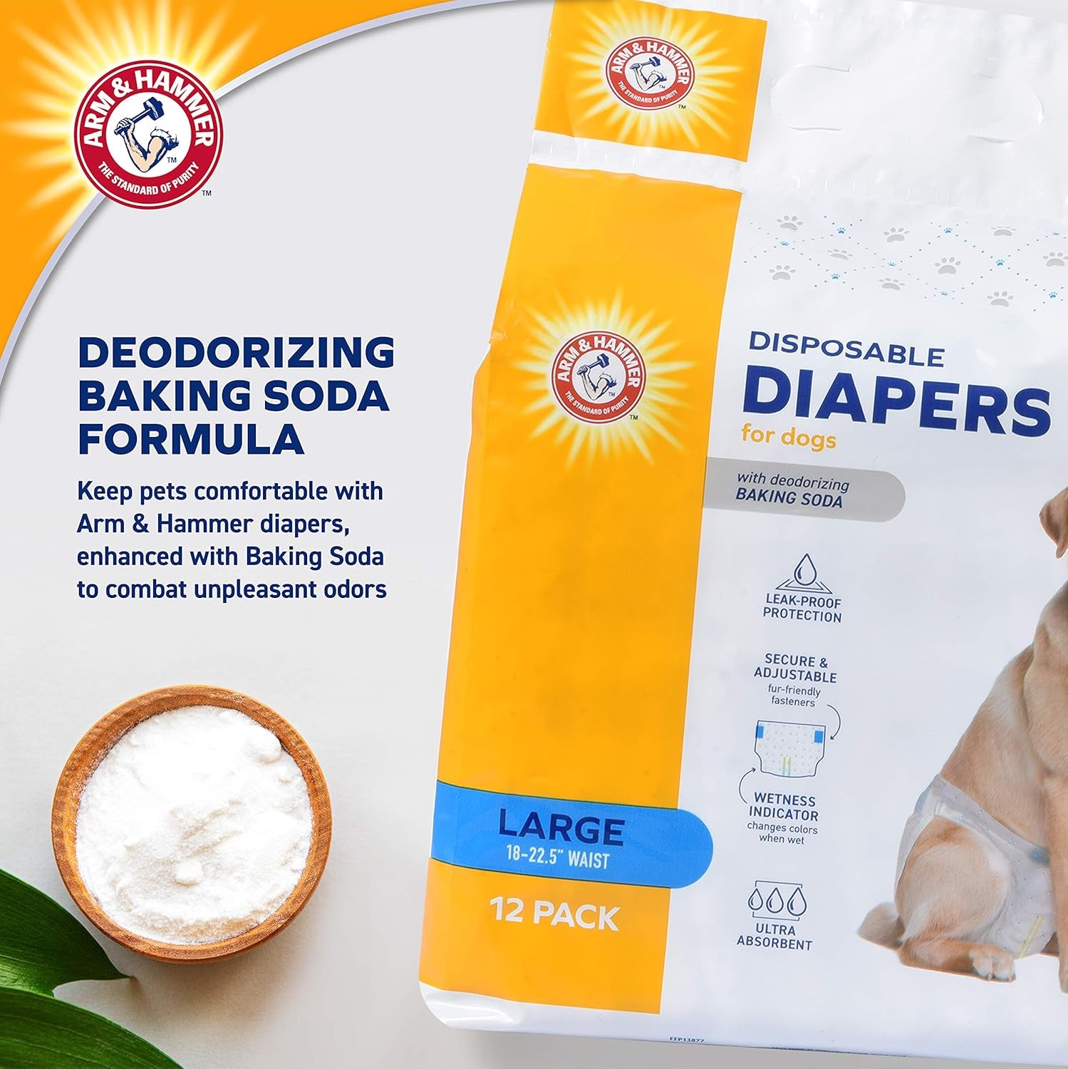 for Pets Female Dog Diapers, Size Large, 12 Count | Ultra-Absorbent, Adjustable Girl Dog Diapers with Leak-Proof Protection and Wetness Indicator