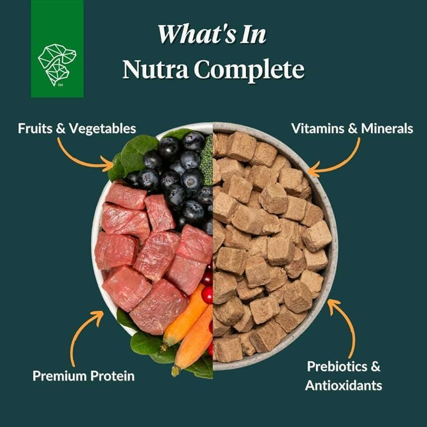 Nutra Complete Freeze Dried Raw Dog Food, Veterinarian Formulated with Antioxidants, Prebiotics & Amino Acids (3 Pound, Beef)