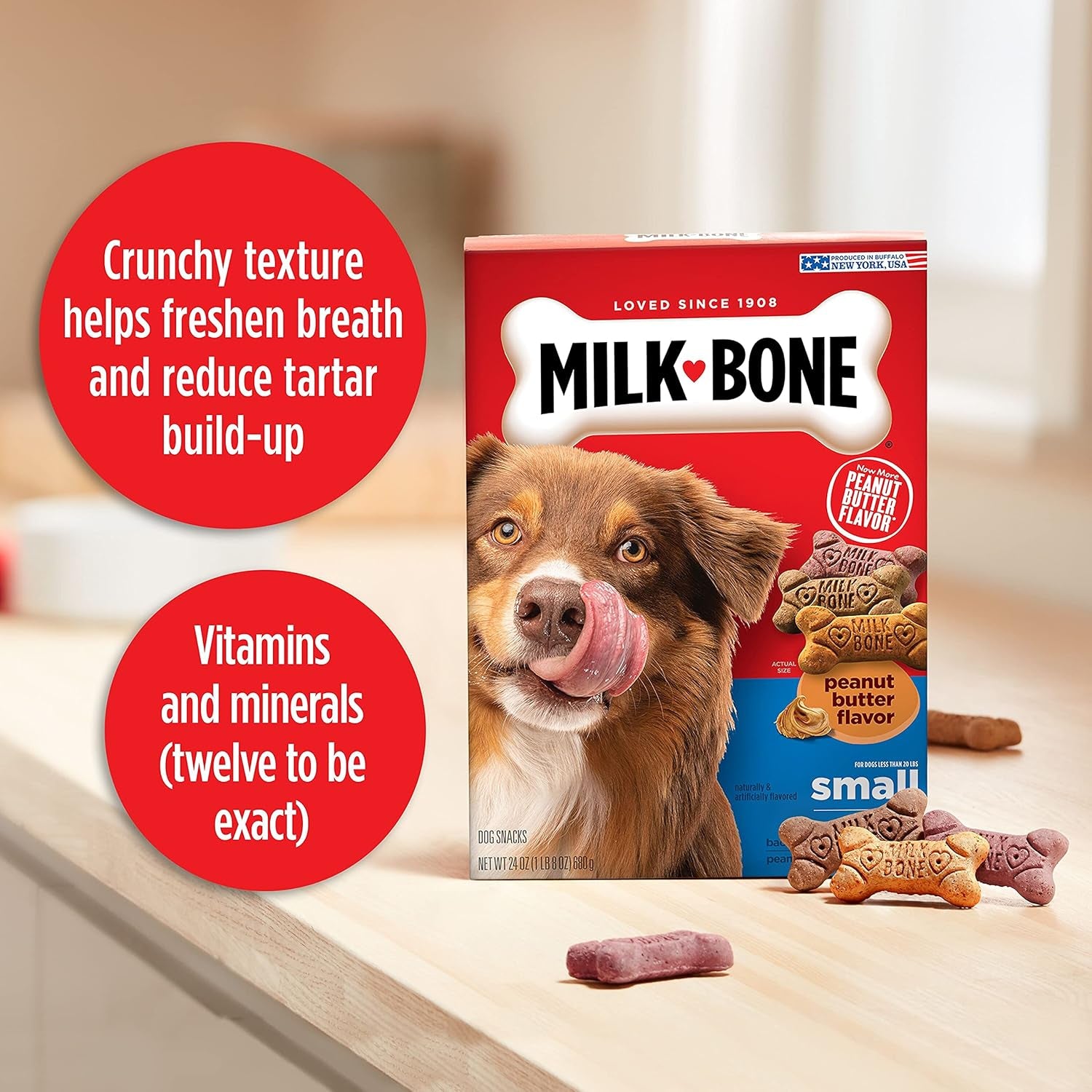 Peanut Butter Flavor Naturally & Artificially Flavored Dog Biscuits - Crunchy Dog Treats - 7 Pounds (Packaging Design May Vary)