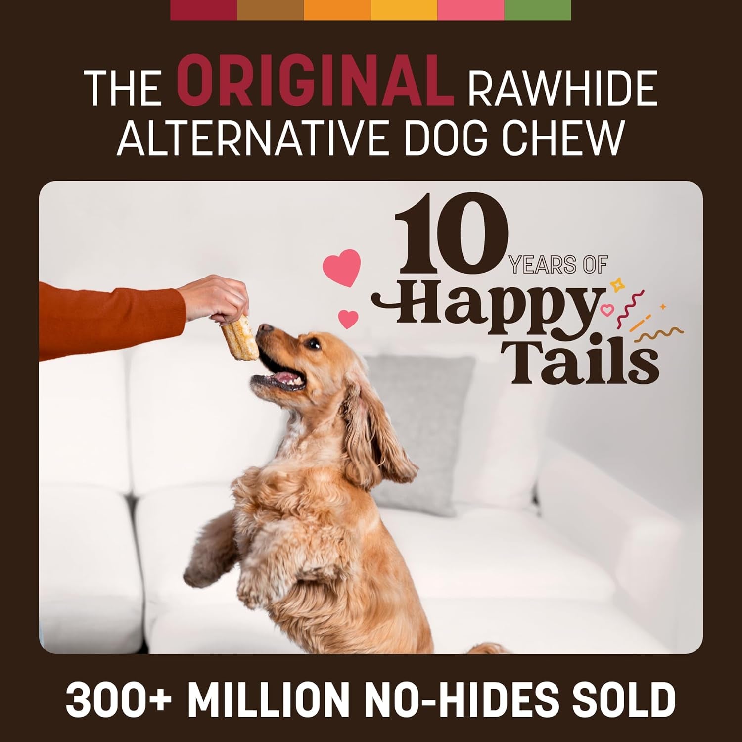 No Hide Chews - Long Lasting Rawhide Free Small Dog Chews Rolls, Beef - 6 Count
