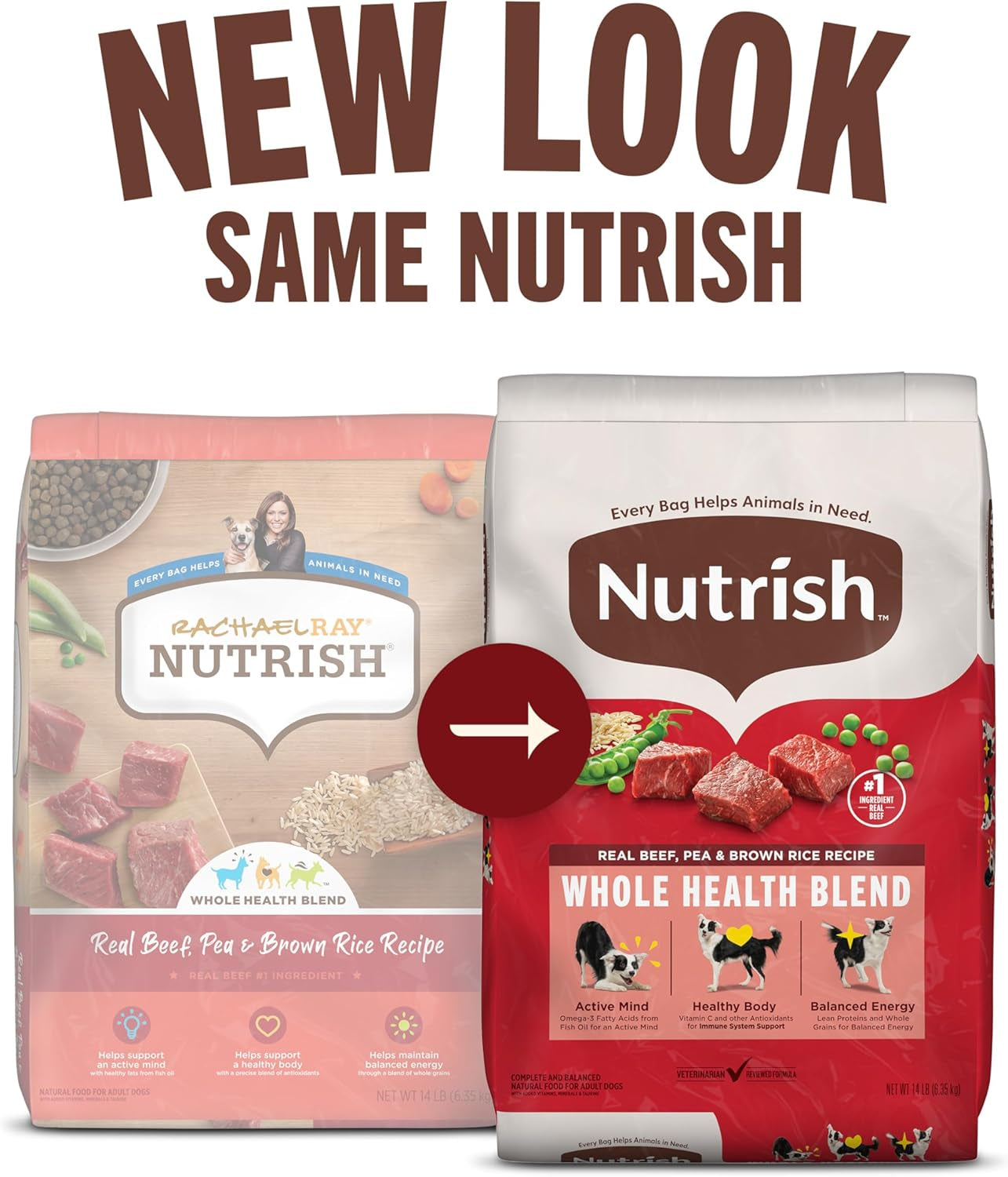 Dry Dog Food, Real Beef, Pea & Brown Rice Recipe Whole Health Blend for Adult Dogs, 40 Lb. Bag, Packaging May Vary (Rachael Ray)