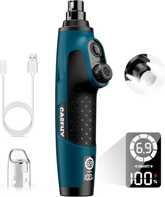 Smart 6-Speed Dog Nail Grinder - 50% More Power Pet Nail Grinder with 2 LED Lights Quiet Rechargeable Electric Dog Nail Trimmers File Toenail Grinder for Large Medium Small Dogs & Cats (DB)