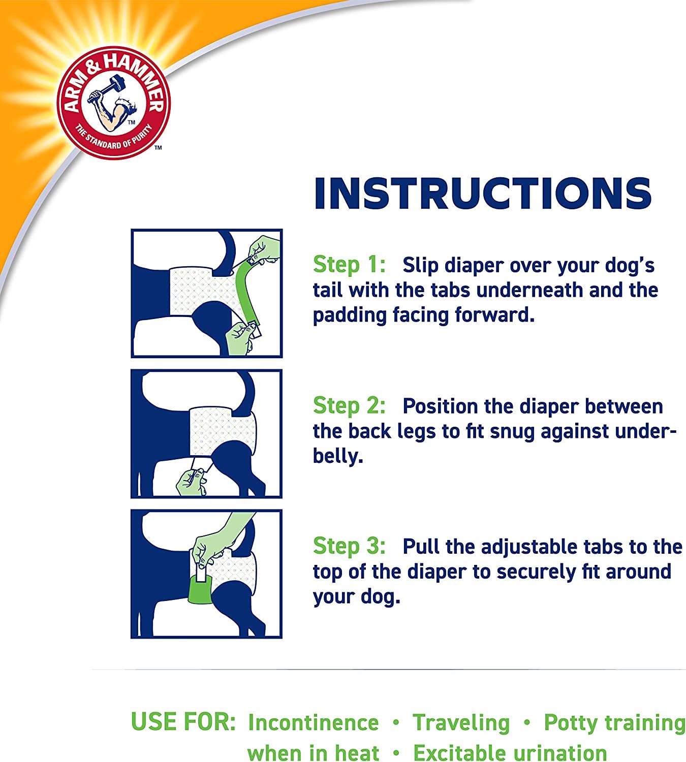for Pets Disposable Female Dog Diapers - Adjustable, Leak Proof, Ultra Absorbent with Wetness Indicator for Urination, Dogs in Heat, Potty Training, and Incontinence, Medium, 12 Count
