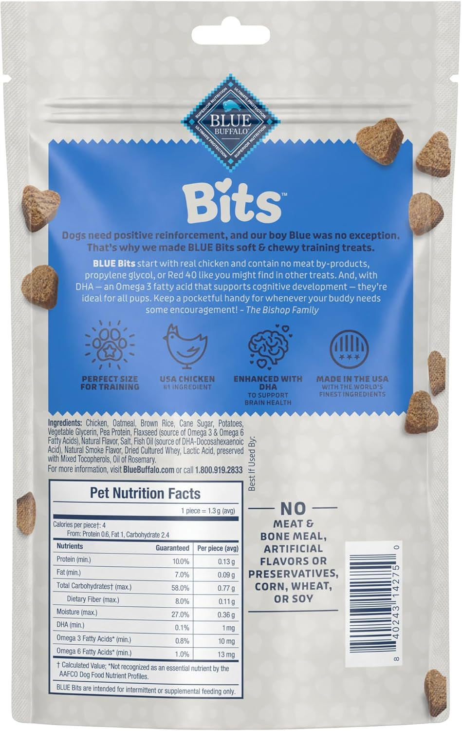 BLUE Bits Natural Soft-Moist Training Dog Treats, Chicken Recipe 11-Oz Bag