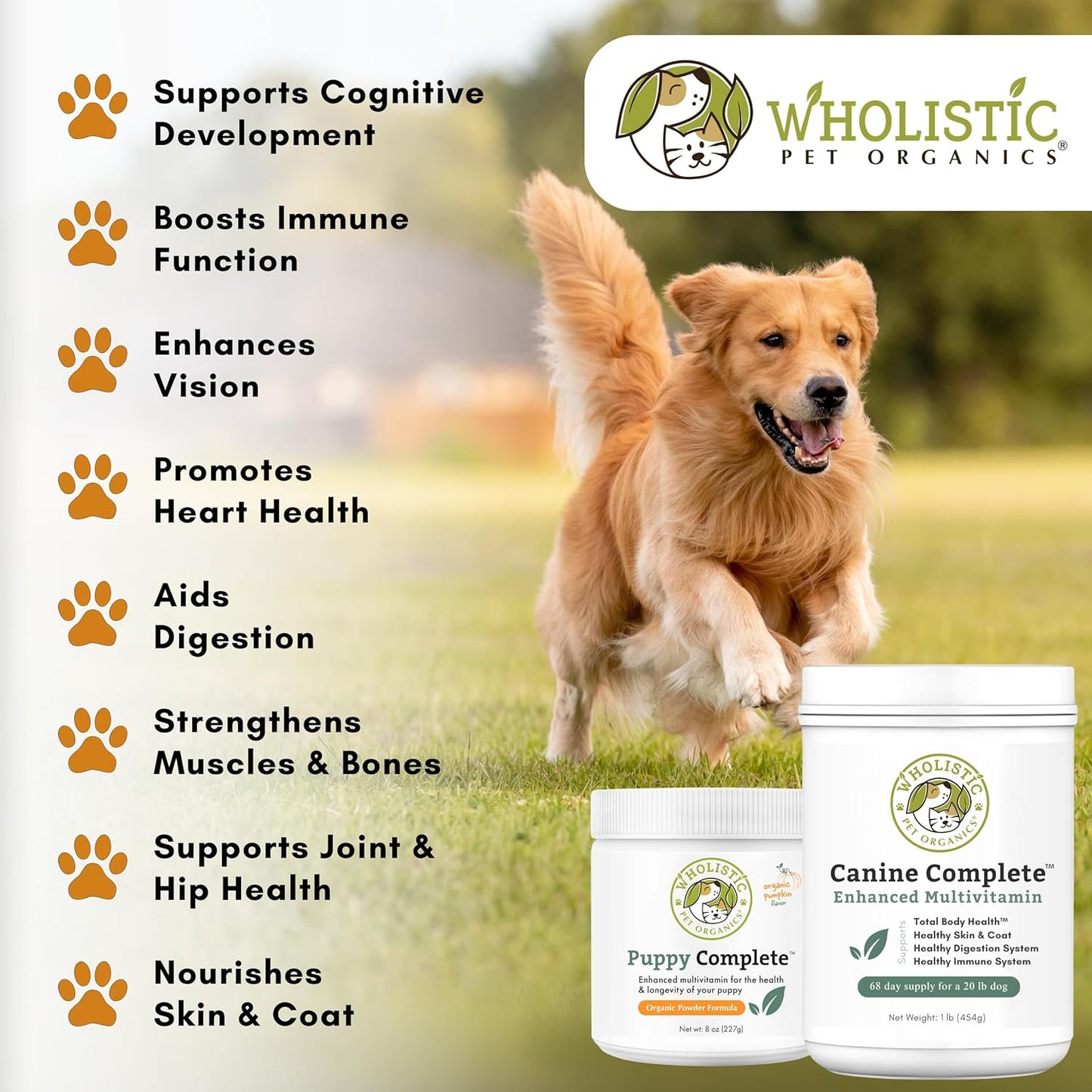 Canine Complete - Dog Multivitamin Powder - 1 Lb - Daily Dog Vitamins and Supplements for Homemade Food - Immune System, Skin, Coat & Overall Health - Small and Large Breed