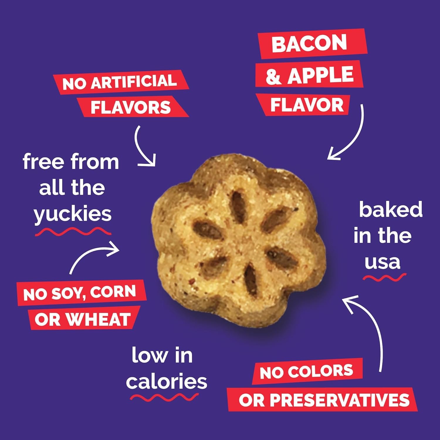 Skinny Mini Dog Treats, Healthy Sweet Potato Treat for Dogs, Low Calorie & Delicious, Puppy Training, Free of Wheat, Corn and Soy, Made in the USA, Bacon and Apple Flavor, 5Oz