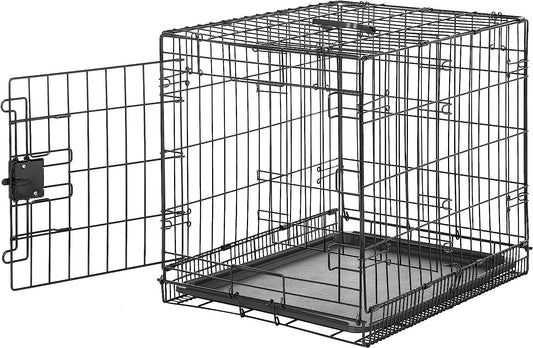 Durable, Foldable Metal Wire Small Dog Crate with Tray, Single Door, 24 X 18 X 20 In, Black