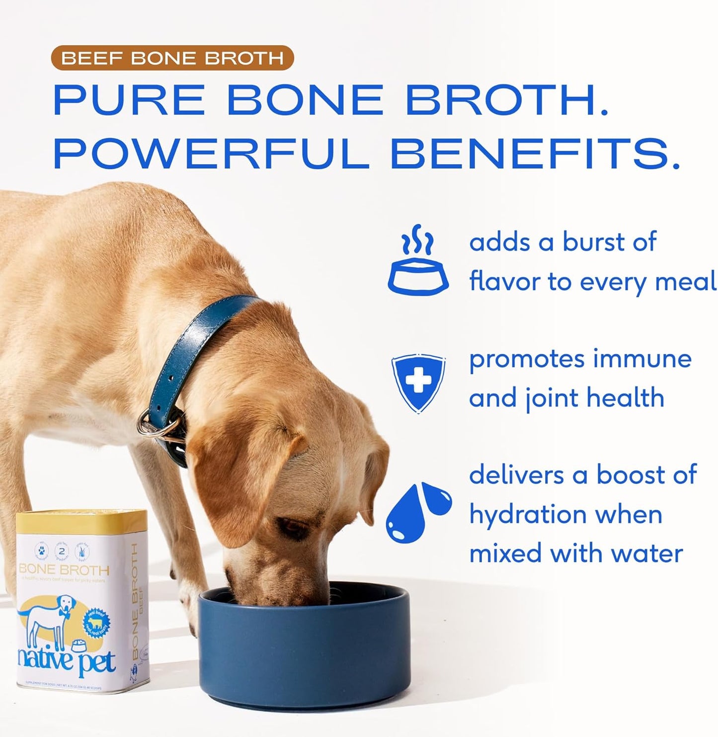 Bone Broth for Dogs and Cats - Made with Real Beef Bone Broth, Dog Food Toppers for Picky Eaters- Provides Extra Hydration & Nutrition for Joint Strength, Immunity & Heart Health-192 Scoops
