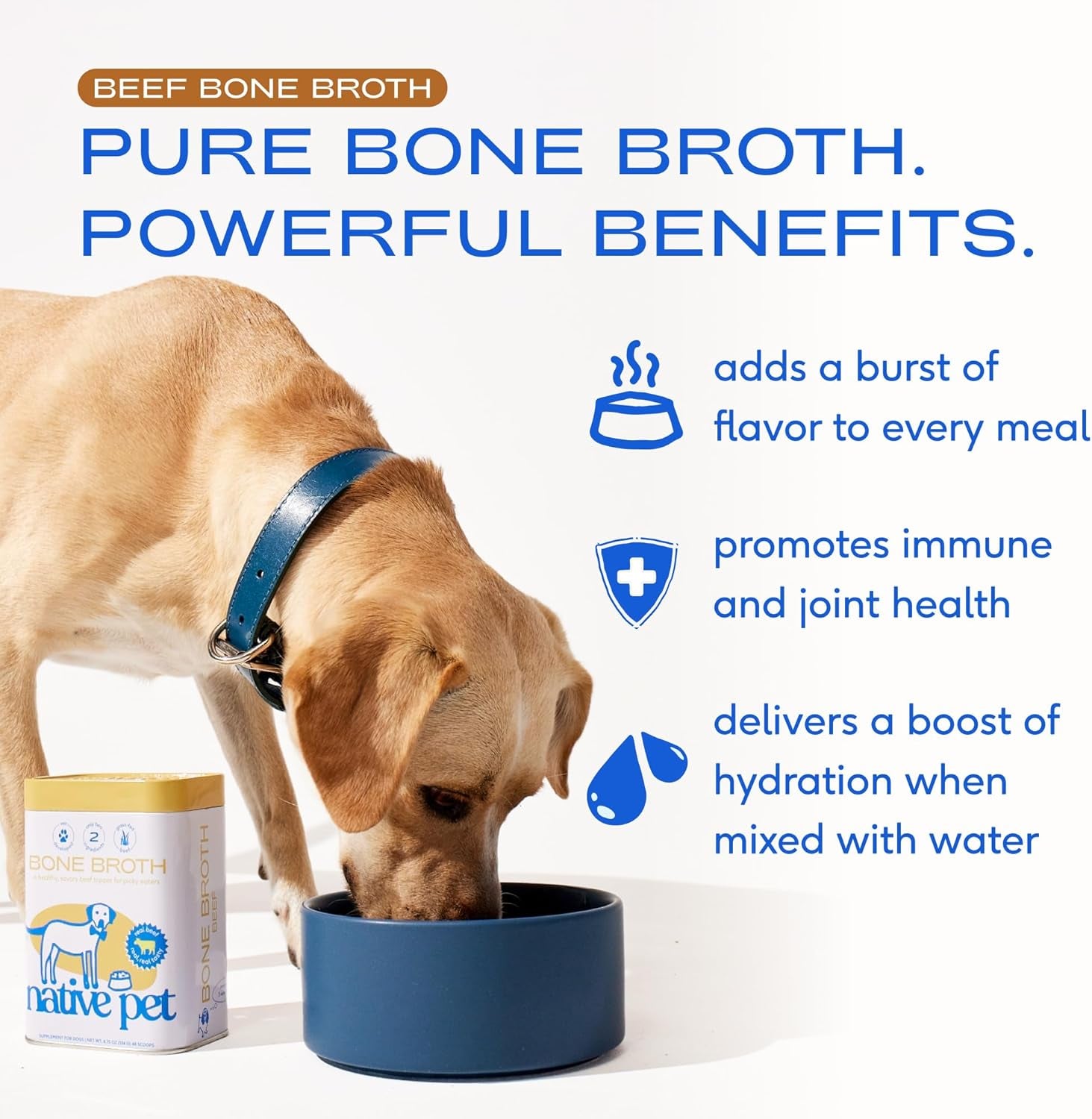Bone Broth for Dogs and Cats - Made with Real Beef Bone Broth, Dog Food Toppers for Picky Eaters- Provides Extra Hydration & Nutrition for Joint Strength, Immunity & Heart Health-192 Scoops