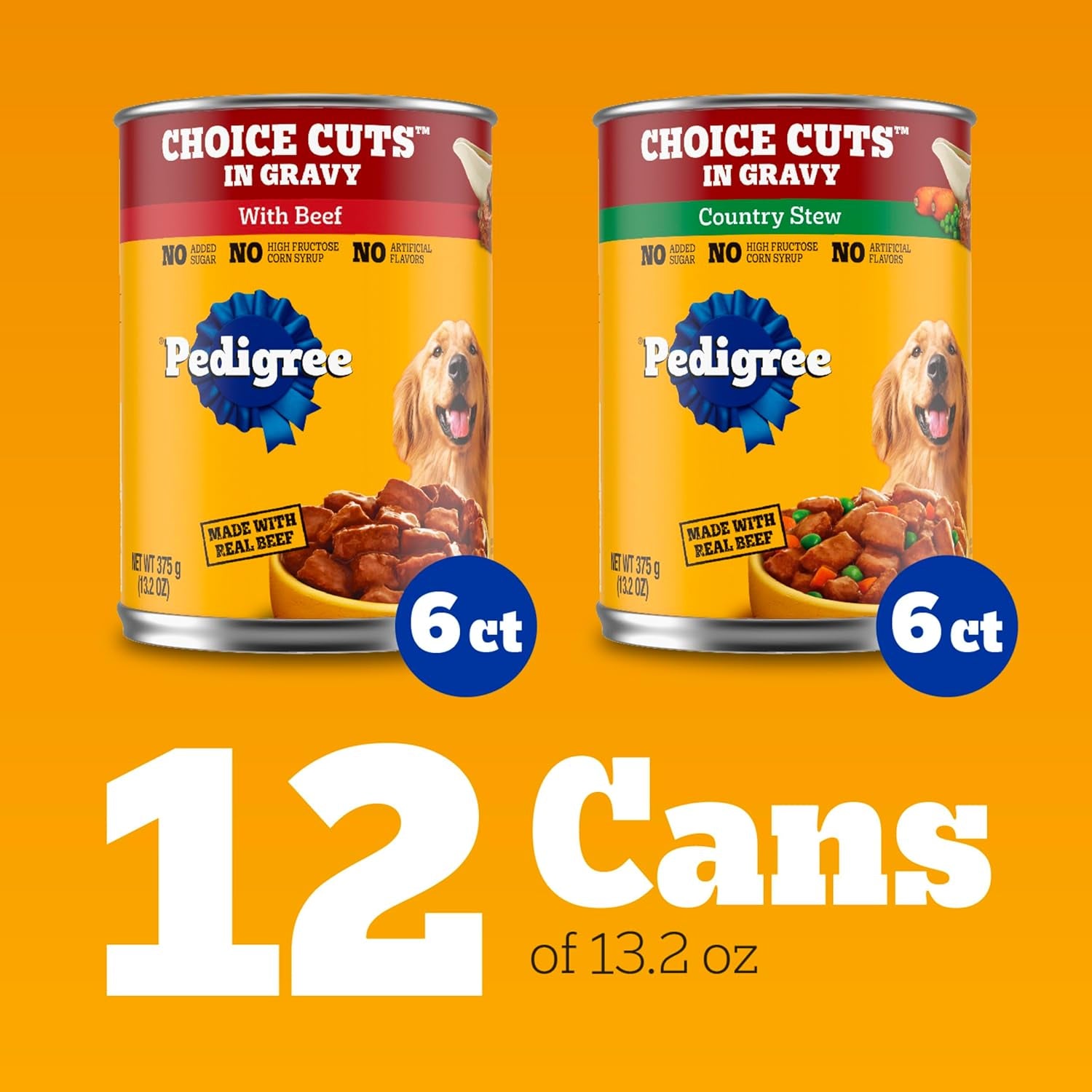 Choice Cuts in Gravy Adult Canned Soft Wet Dog Food, Beef & Country Stew, 13.2 Oz. Cans (12 Count, Pack of 1)