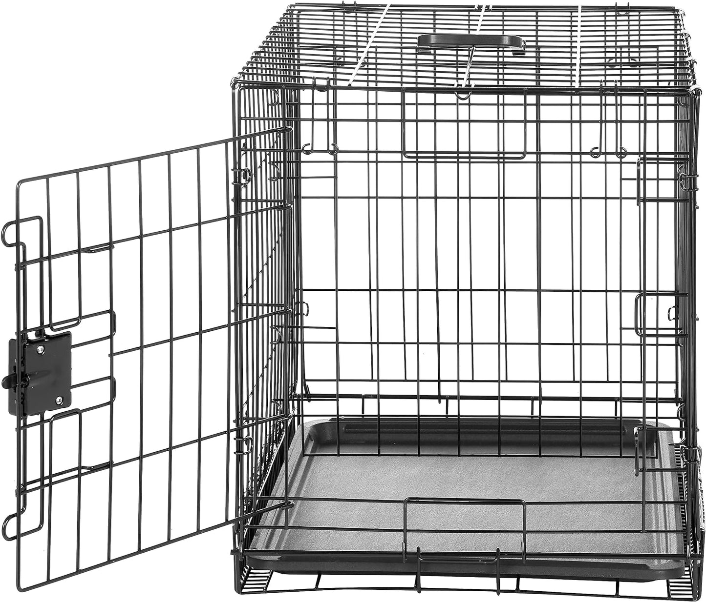 Durable, Foldable Metal Wire Small Dog Crate with Tray, Single Door, 24 X 18 X 20 In, Black