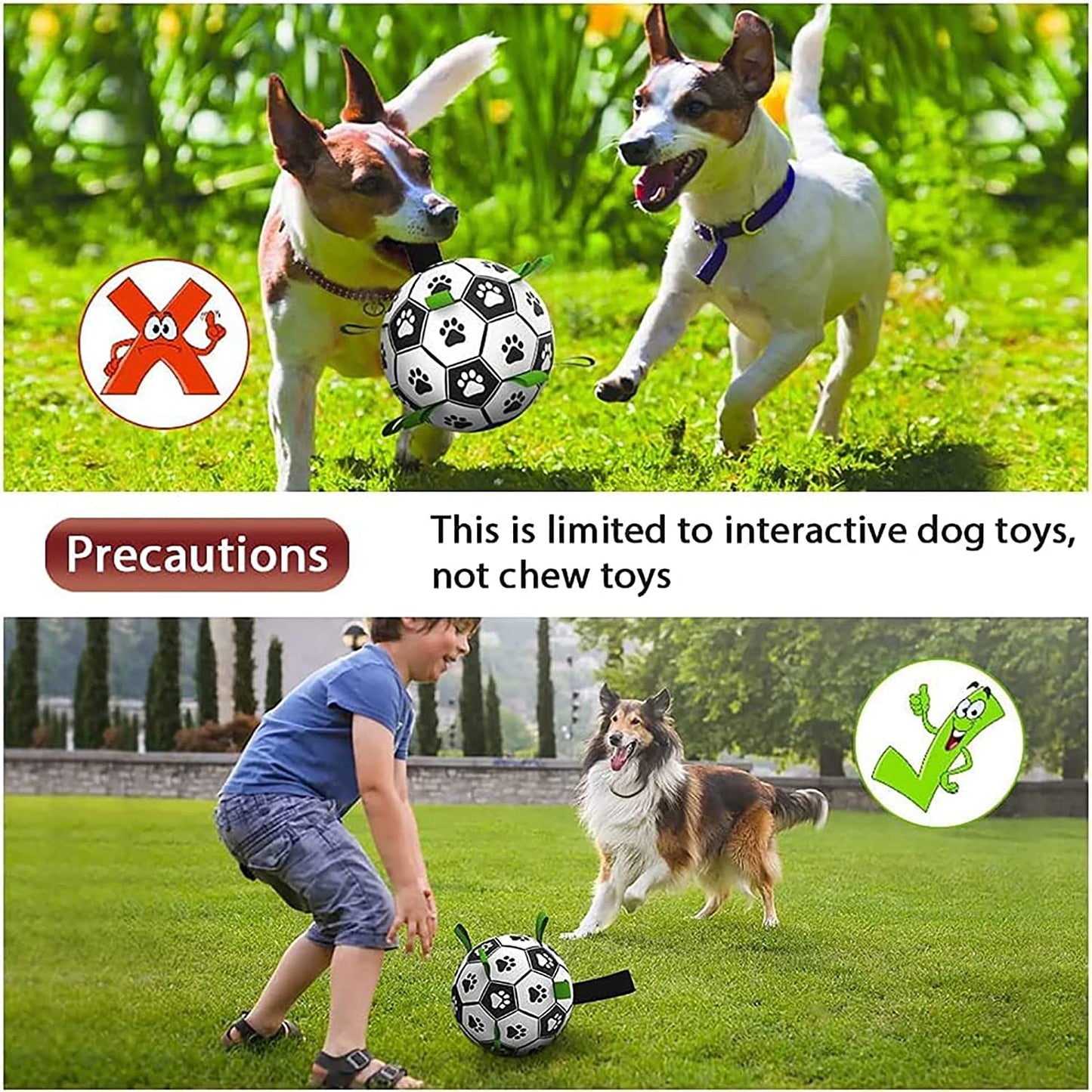 Dog Toys, Soccer Ball with Straps, World Cup Interactive Toys for Tug of War, Puppy Birthday Gifts, Water Toy, Durable Dog Balls for Medium Large (8 Inch)