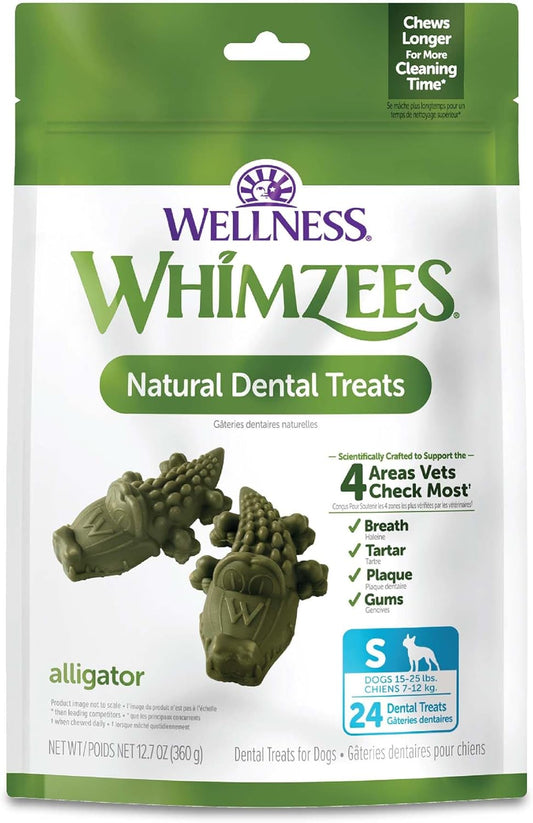 Wellness  Alligator Dog Dental Treats, Natural Chews, Small Size, (24 Count)