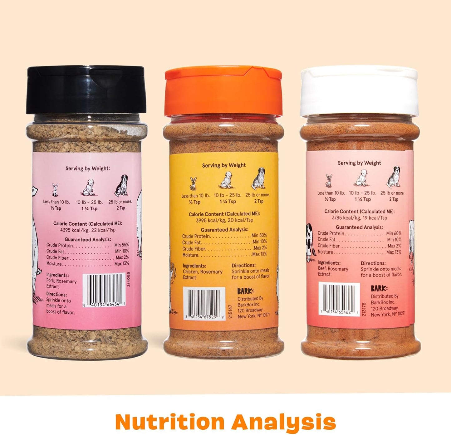 Beef, Chicken, Ham Dog Treat Topper - High Protein Ingredient Meal Mixer, Rosemary Extract for Large & Small Breeds, Elevate Food Dining, Shake & Pour for Bowls (Pack of 3)