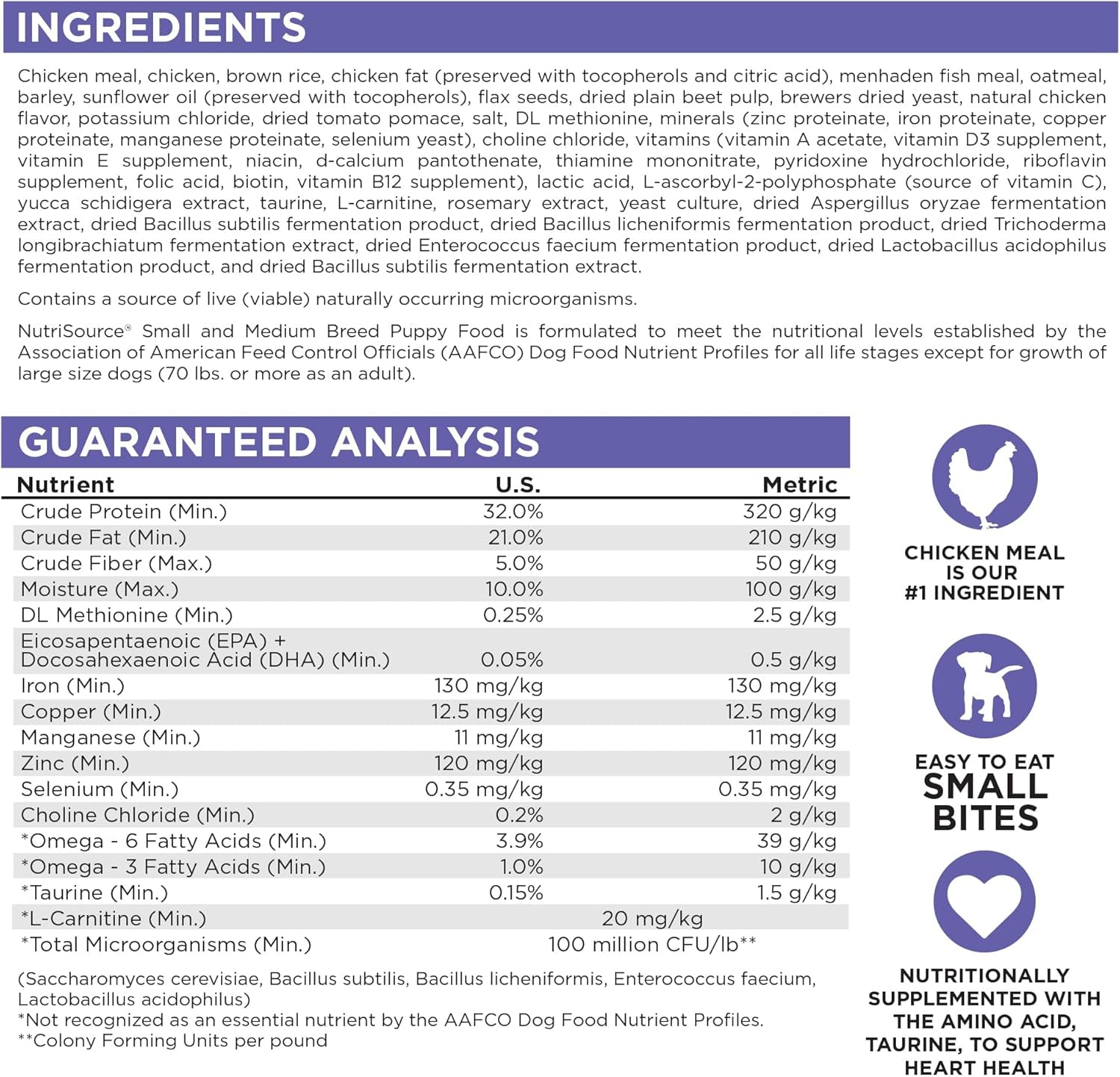 Puppy Food for Small and Medium Breeds, Chicken Meal and Rice, 12LB