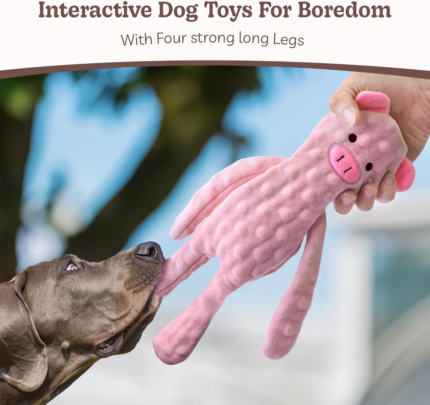No Stuffing Dog Toys Squeaky for Large Dogs, Crinkle Puppy Teething Toys to Keep Them Busy, Plush Interactive Doggie Long Lasting Chews for Aggressive Chewers
