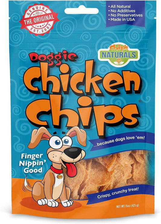 Doggie Chicken Chips Large 15 Oz All Natural High Protein Low Calorie Healthy Dog Treats, Grain Free Gluten Free USDA Inspected & Approved Chicken Treat for Dogs, Pet Supplies