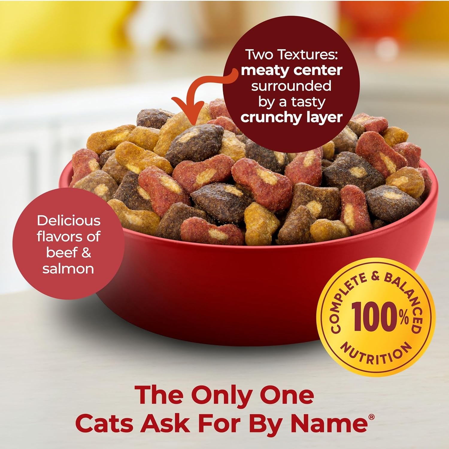 Tender Centers Basted Bites Dry Cat Food, Beef & Salmon Flavors, 3 Pound (Pack of 4), Crunchy outside Meaty Inside