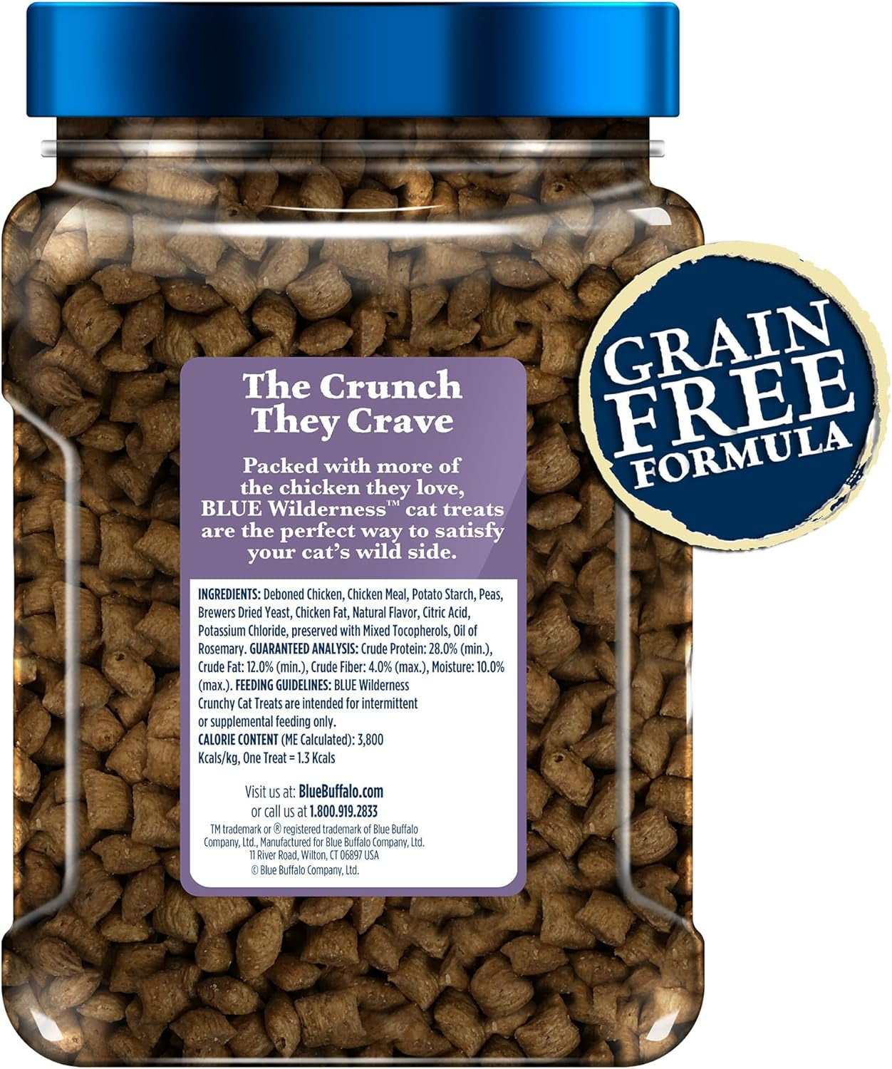 Wilderness Crunchy Cat Treats, Chicken 12-Oz Tub