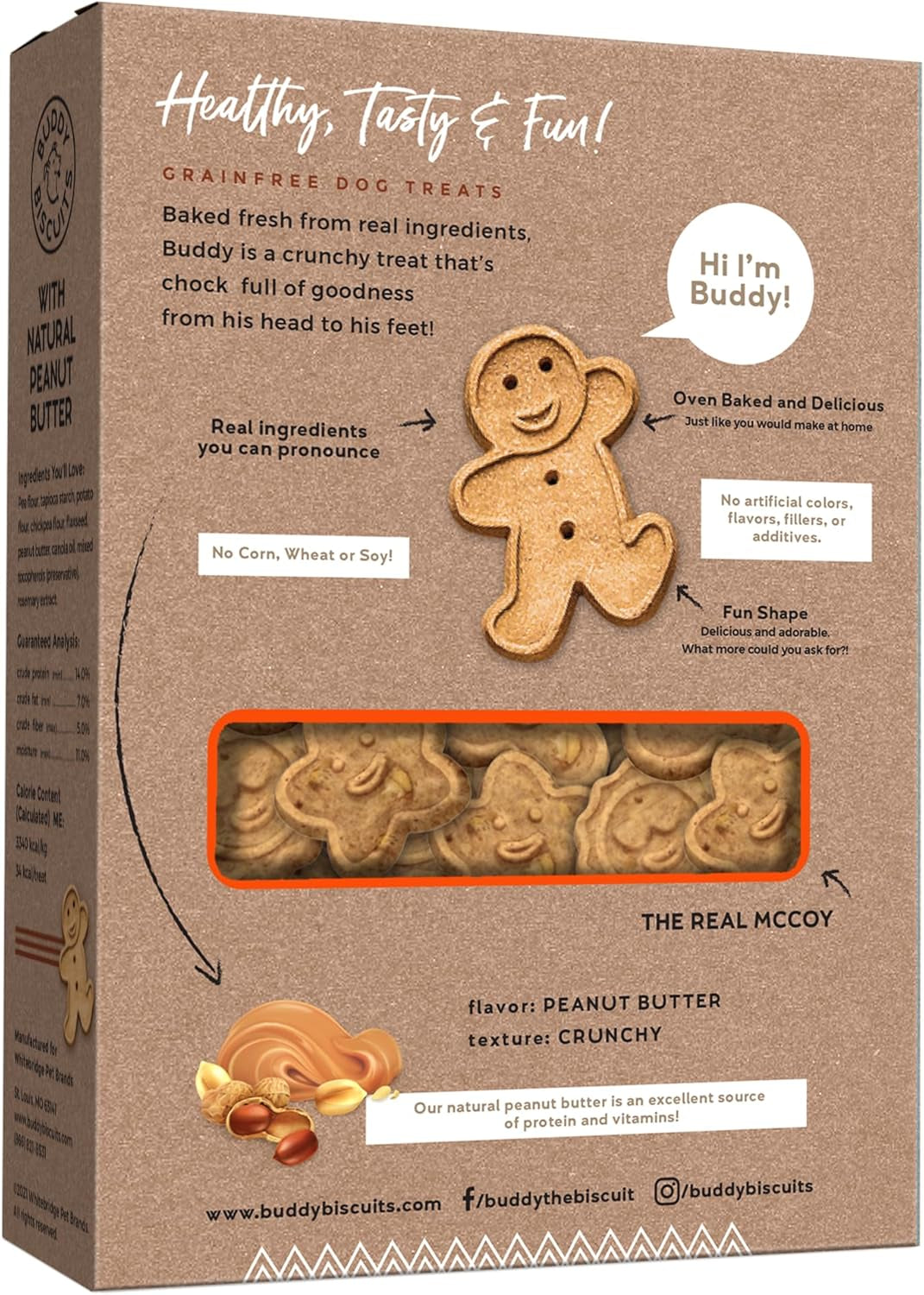 14 Oz. Box of Grain-Free Crunchy Dog Treats Made with Natural Peanut Butter
