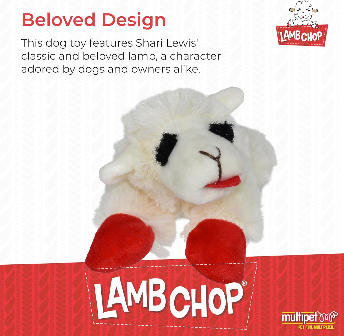 Lamb Chop Dog Plush Toy - Squeaky Toy for All Dogs - Extra Soft Plush - Stuffed Animal Dog Toy for Cuddling & Playing - Cute Pet Toy (6", Cream)