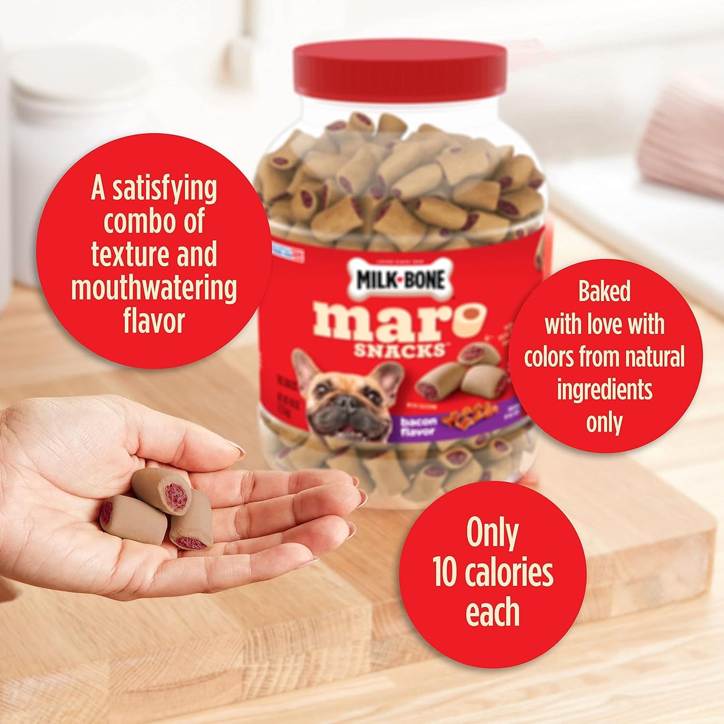 Marosnacks Bacon Flavor Small Dog Treats with Bone Marrow, 40 Ounces (Pack of 2) (Packaging Design May Vary)