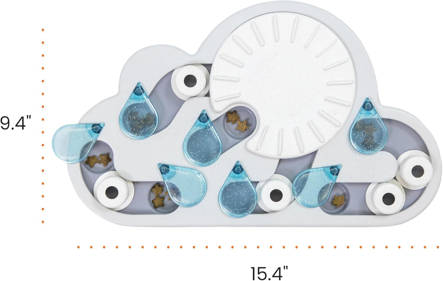 by Nina Ottosson Rainy Day Puzzle & Play – Interactive Treat Puzzle Feeder for Cats, 19 Hidden Treat Compartments Slow Feeder, Durable & Easy-Clean, 15.4 Inches, Gray