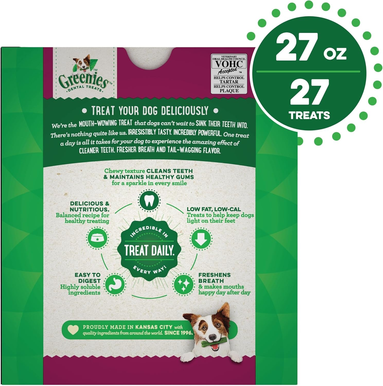 Weight Management Regular Dog Dental Chews Weight Control Dog Treats, 27 Oz. Pack (27 Treats)