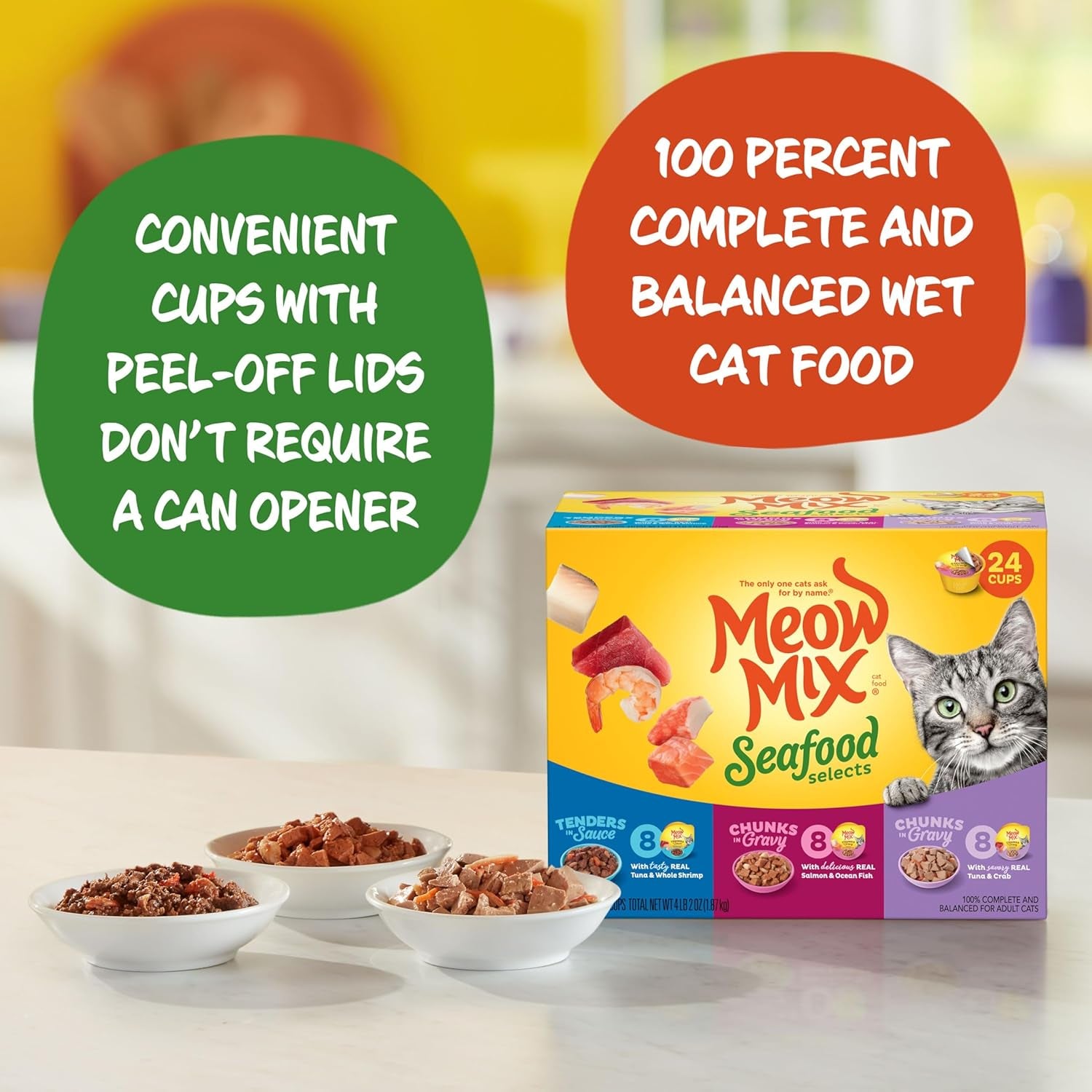 Seafood Selects Wet Cat Food Variety Pack, 2.75 Ounce Cups (Pack of 24)