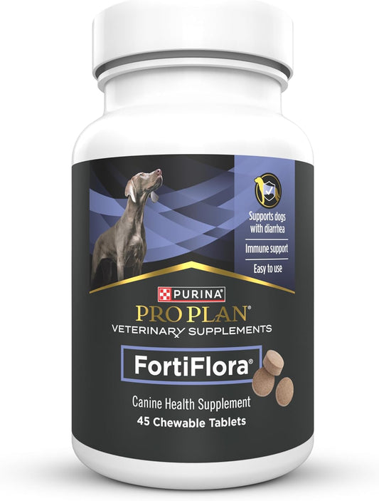 Purina Pro Plan Veterinary Supplements Fortiflora Chewable Dog Probiotic Supplement Tablets - 45 Ct. Canister